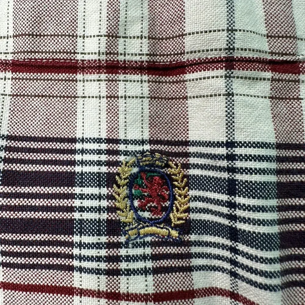 Vintage Tommy Hilfiger Plaid Button Down Shirt 90s Mens  Lrg Embroidered Crest‎
